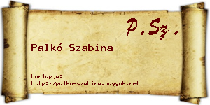 Palkó Szabina névjegykártya